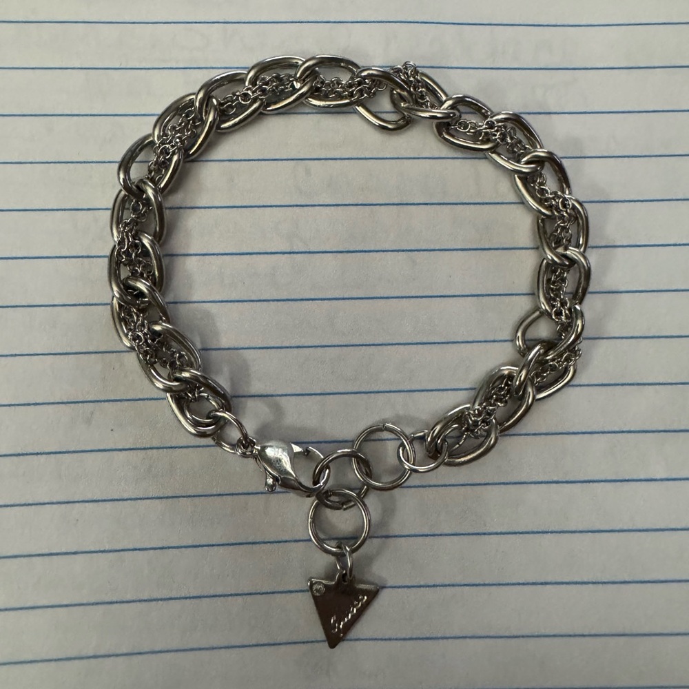 Guess Metallic Chain Bracelet with Triangle Charm